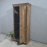 Indian Furniture Hand Carved Solid Wooden 2 Door Brown Cabinet 90x45x200cm
